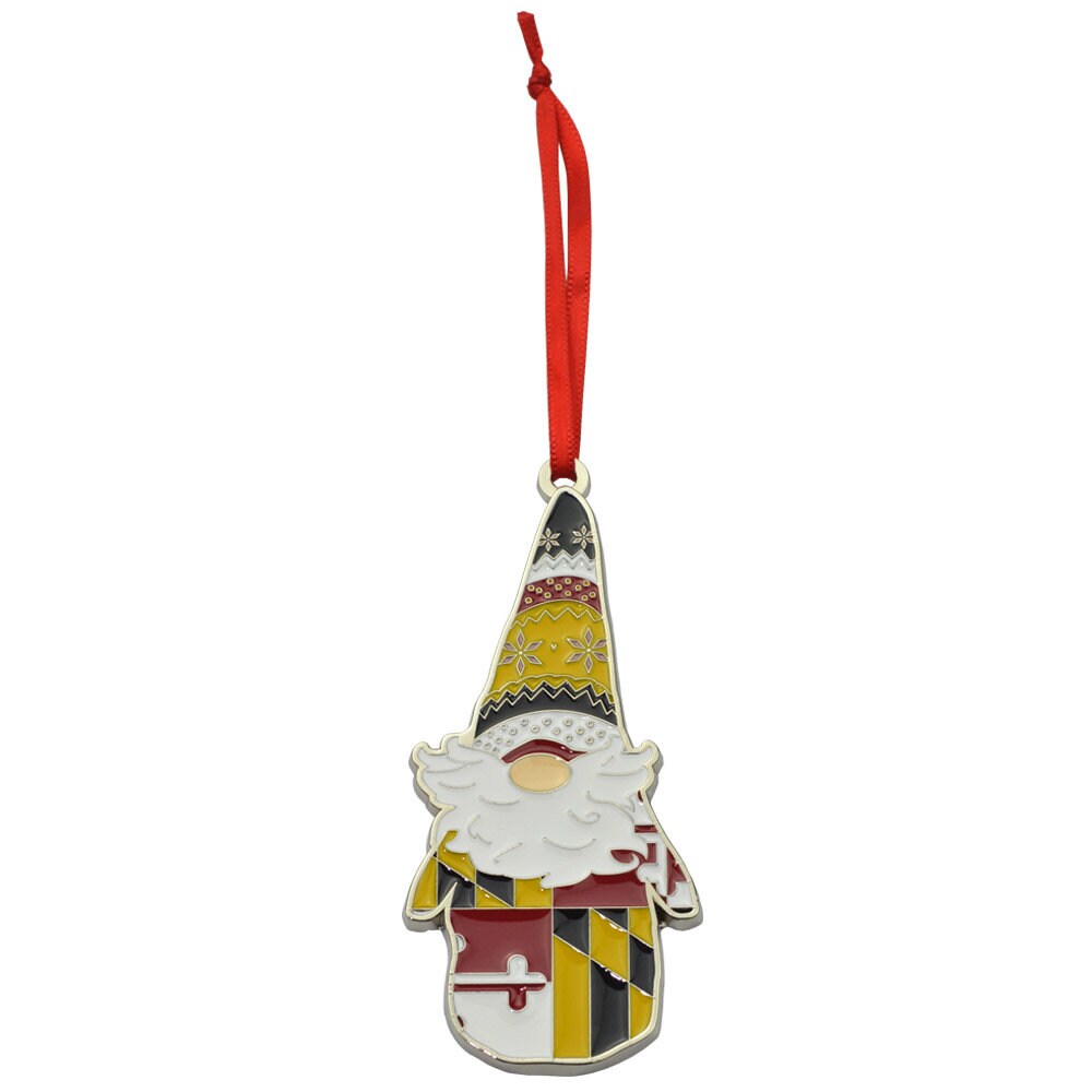 Maryland Flag Gnome Metal Christmas Ornament