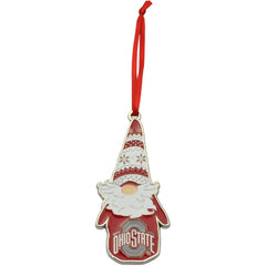Ohio State Buckeyes Gnome Metal Christmas Ornament