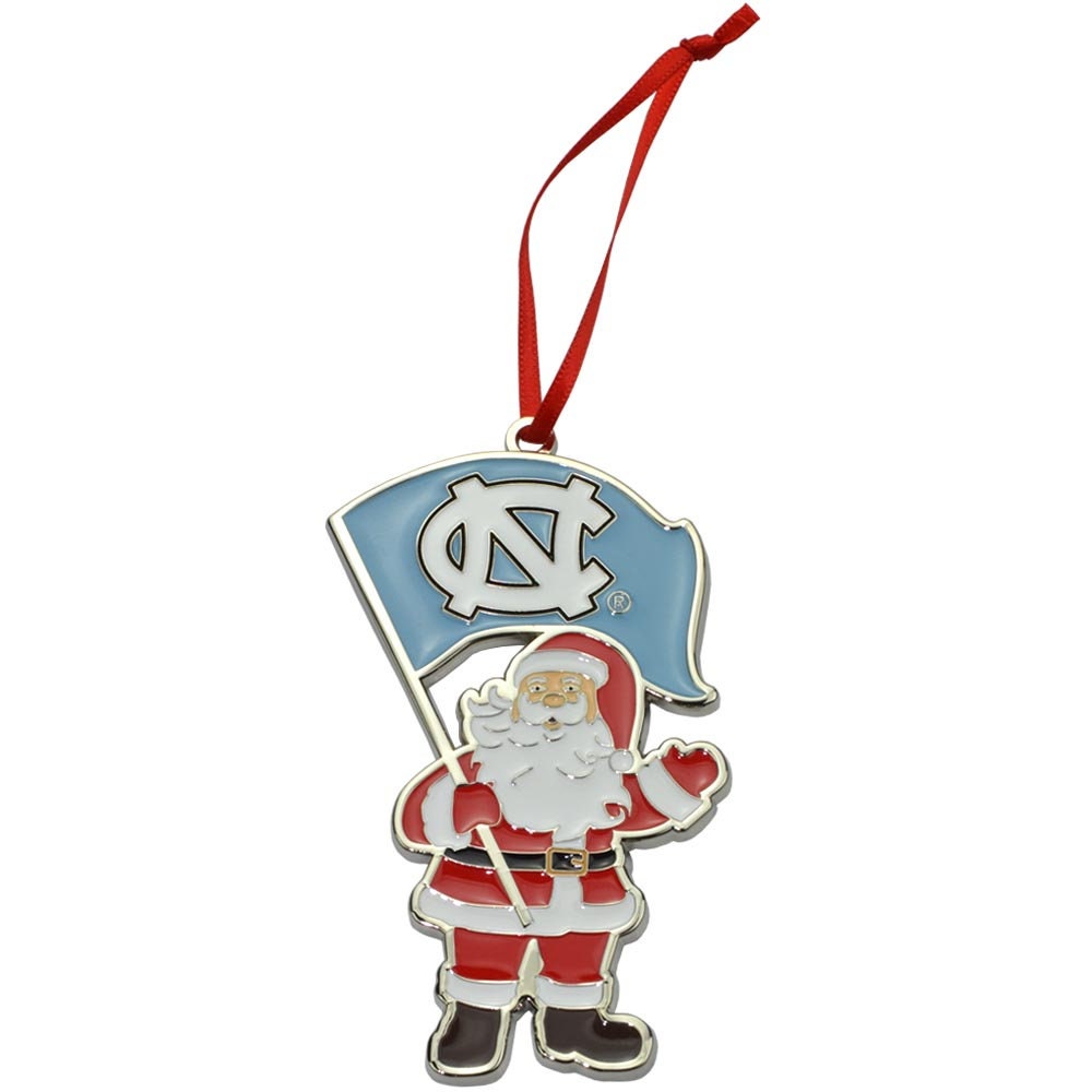 North Carolina Tar Heels (UNC) Santa Metal Christmas Ornament