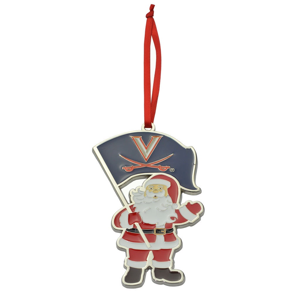 Virginia Cavaliers (UVA) Santa Metal Christmas Ornament
