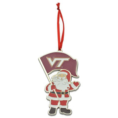 Virginia Tech Hokies Santa Metal Christmas Ornament