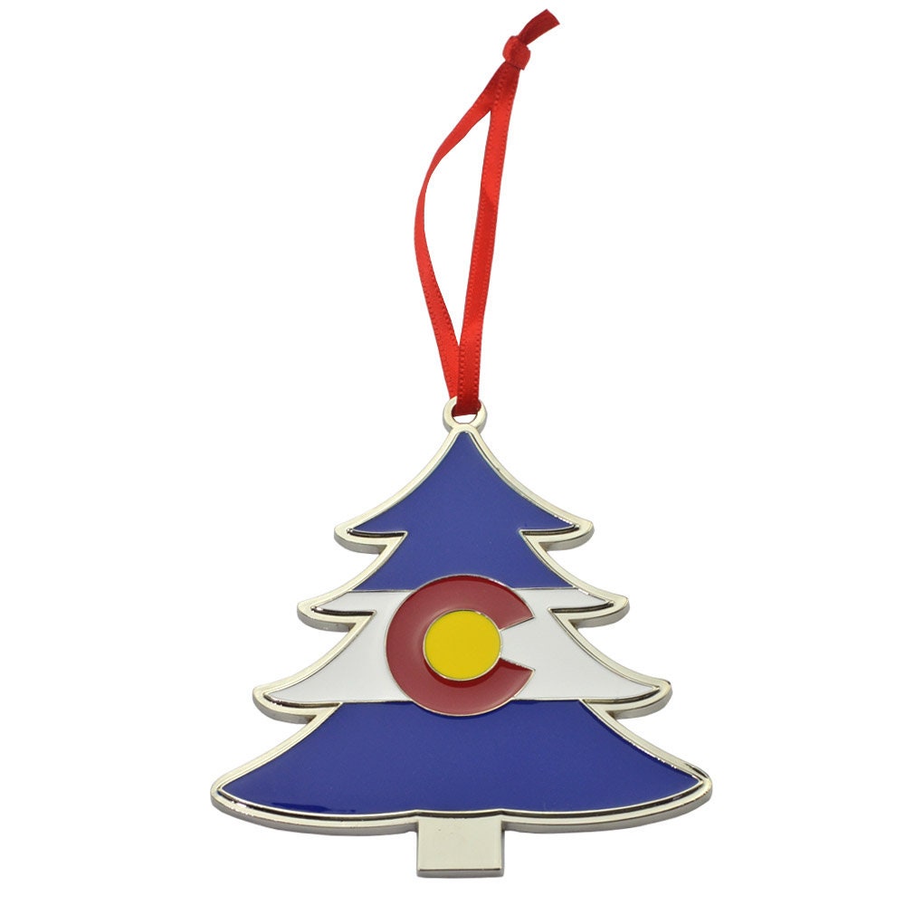 Colorado Flag Tree Shaped Metal Christmas Ornament