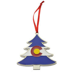 Colorado Flag Tree Shaped Metal Christmas Ornament