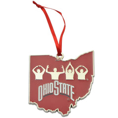 Ohio State Buckeyes Silhouette O-H-I-O State Shape Metal Christmas Ornament