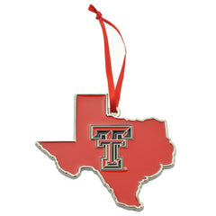Texas Tech Red Raiders State Shape Metal Christmas Ornament