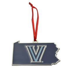 Villanova Wildcats State Shape Metal Christmas Ornament