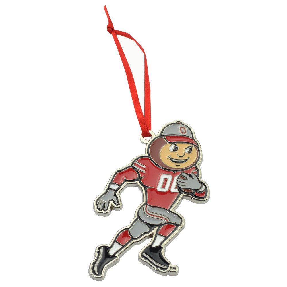 Ohio State Buckeyes Running Brutus Metal Christmas Ornament